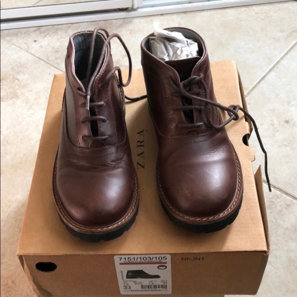 ZARA brown leather boots